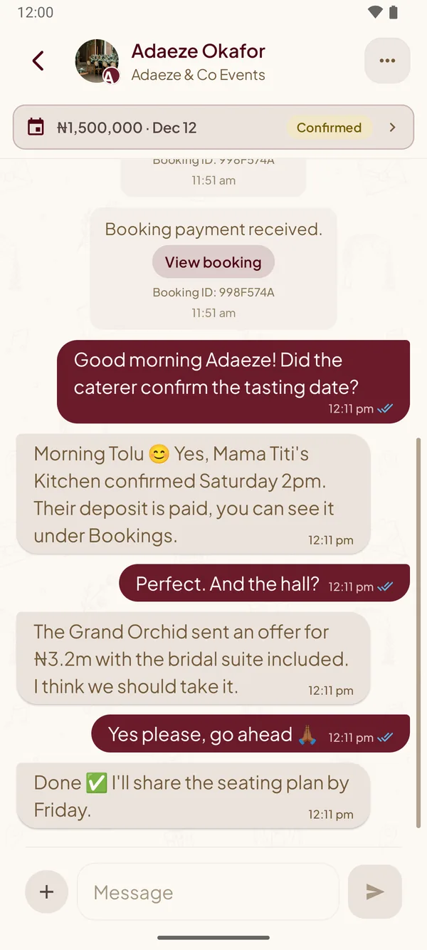 A chat with a provider